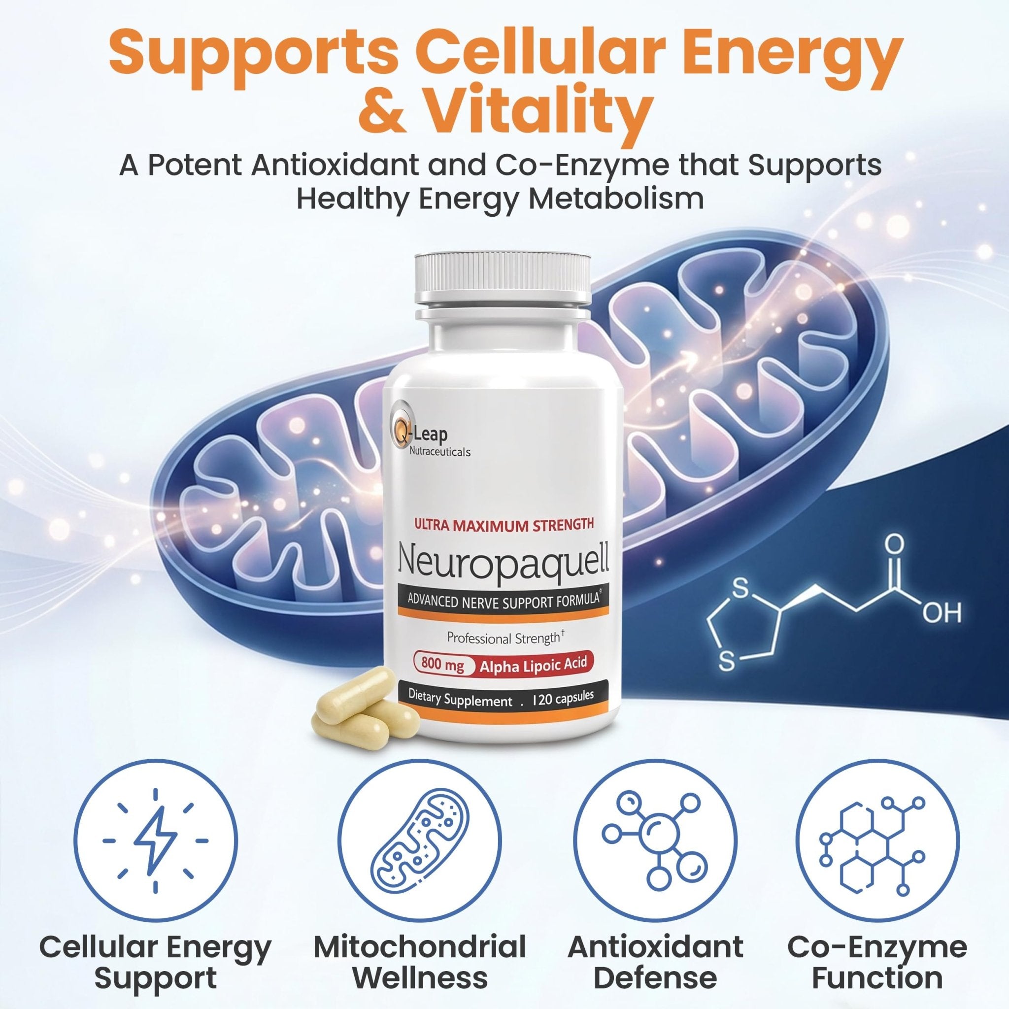 Platinum Health Alpha Lipoic Acid for Neuropathy Nerve Pain Support, Supplement, B Vitamins, L Arginine, All Natural Maximum Strength Neuropaquell for Discomfort in Feet, Hand, Toes,120 Capsules,800mg - TrustMedUSA