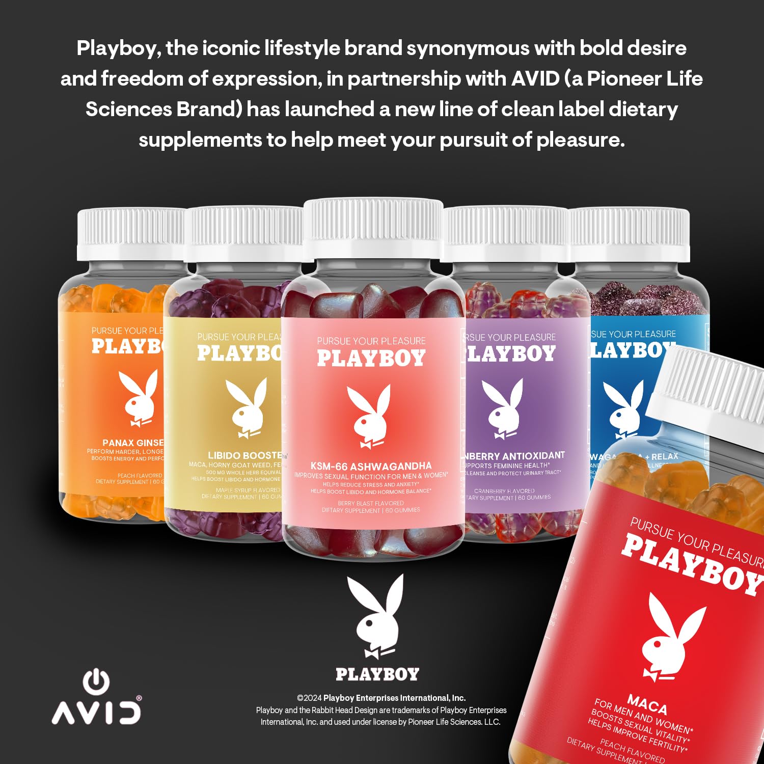 Playboy - Maca Root Gummies for Women and Men (60 Count - Peach Flavored) - Boost Sexual Vitality, Libido, Fertility - Supplement - 100% Natural, Vegan Non GMO - 4:1 Extract Maca Peruana - TrustMedUSA