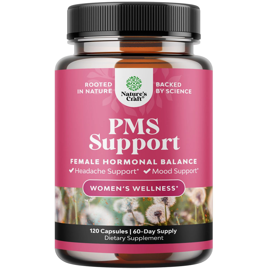 PMS Support Supplement for Women – Hormone Balance for Women & Menstrual Discomfort with DIM, Chasteberry, Black Cohosh & Ashwagandha - for Period Cramps Ease, Menopause Bloating, Mood Swing – 120 Ct - TrustMedUSA
