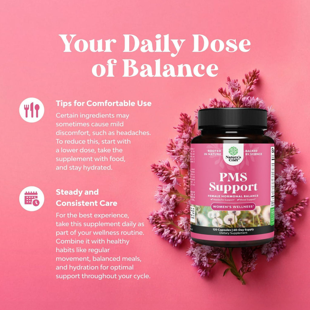 PMS Support Supplement for Women – Hormone Balance for Women & Menstrual Discomfort with DIM, Chasteberry, Black Cohosh & Ashwagandha - for Period Cramps Ease, Menopause Bloating, Mood Swing – 120 Ct - TrustMedUSA