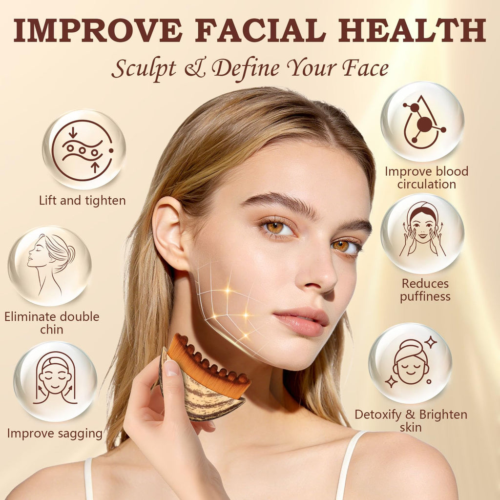 Pnctho 2026 New 2 Pcs Lymphatic Contour Face Brush,Lymphatic Drainage Massager for Chin & Neck, Jawline & Neck Lymphatic Massage Brush for Contouring, De-Puffing & Smoother Skin, Skin Firming 2 Pack - Maple Wellness Supplements