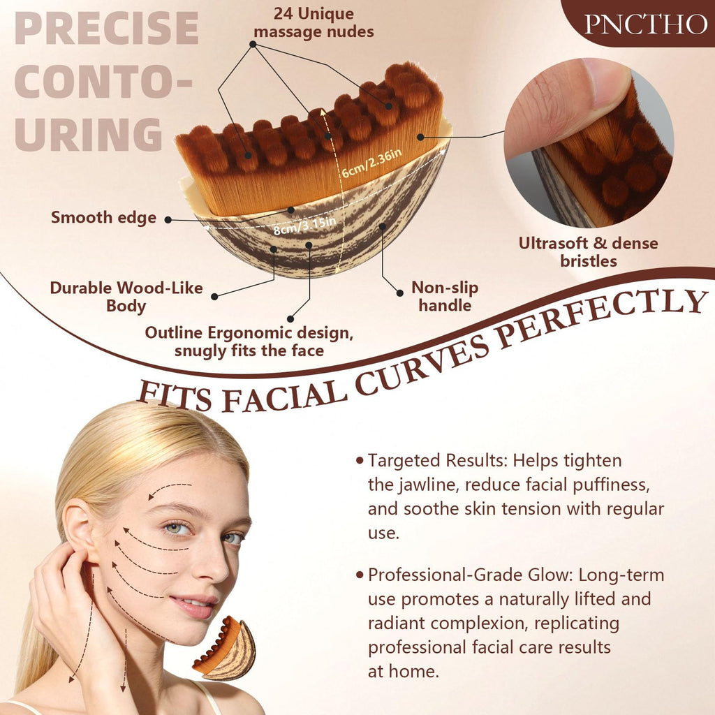 Pnctho 2026 New 2 Pcs Lymphatic Contour Face Brush,Lymphatic Drainage Massager for Chin & Neck, Jawline & Neck Lymphatic Massage Brush for Contouring, De-Puffing & Smoother Skin, Skin Firming 2 Pack - Maple Wellness Supplements
