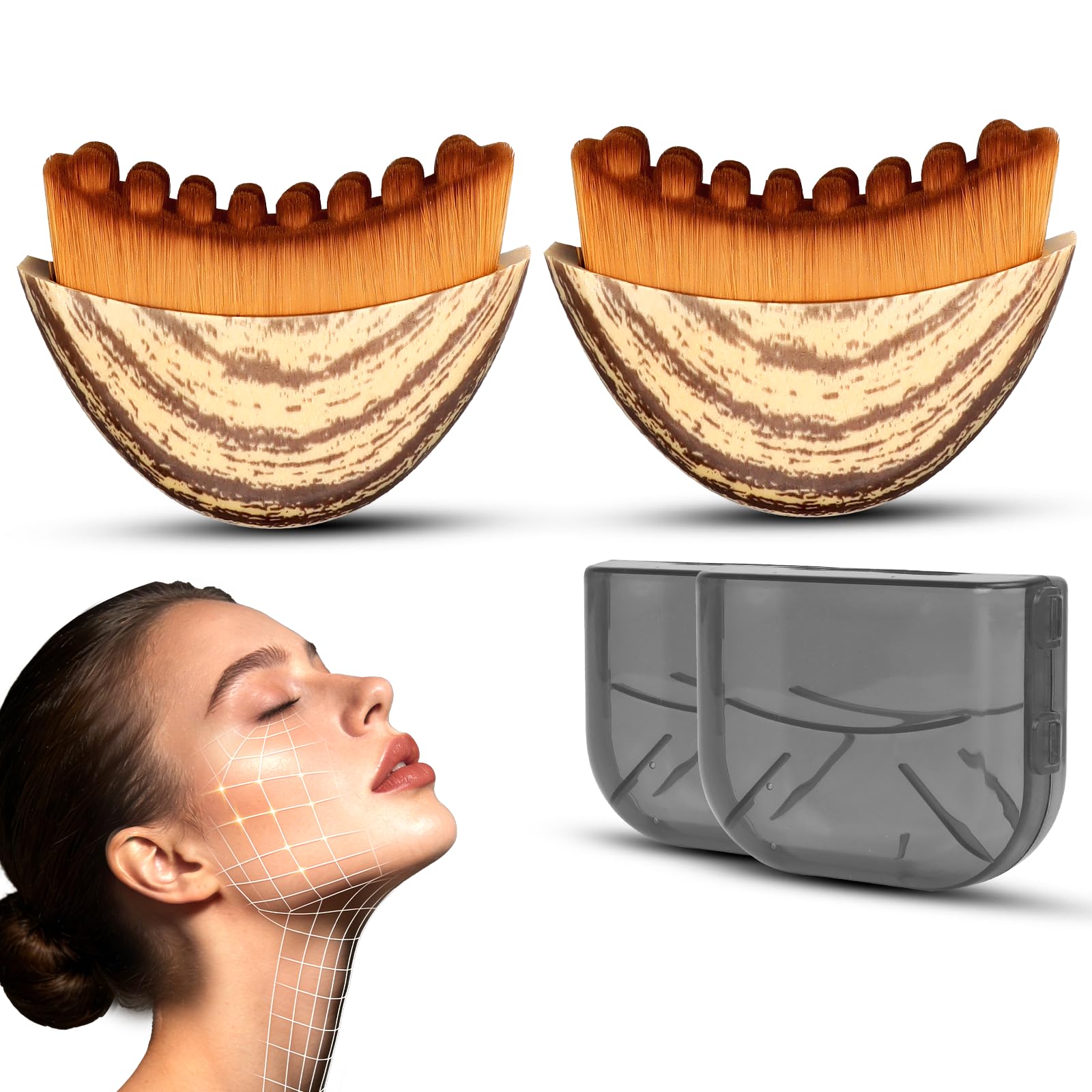 Pnctho 2026 New 2 Pcs Lymphatic Contour Face Brush,Lymphatic Drainage Massager for Chin & Neck, Jawline & Neck Lymphatic Massage Brush for Contouring, De-Puffing & Smoother Skin, Skin Firming 2 Pack - Maple Wellness Supplements