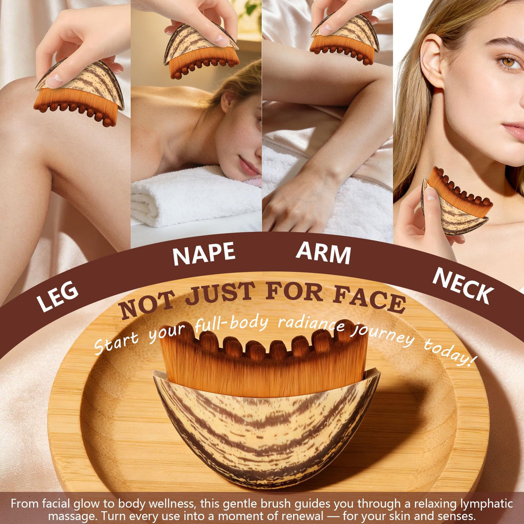 Pnctho 2026 New 2 Pcs Lymphatic Contour Face Brush,Lymphatic Drainage Massager for Chin & Neck, Jawline & Neck Lymphatic Massage Brush for Contouring, De-Puffing & Smoother Skin, Skin Firming 2 Pack - Maple Wellness Supplements
