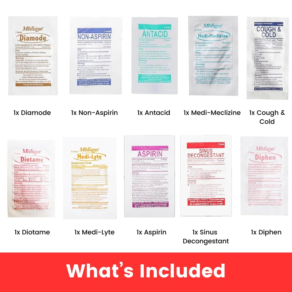 Pocket RX Mini Travel Medicine Kit – TSA-Approved First Aid Pouch with 10 Essential OTC Medications for Headache, Pain, Allergy, Upset Stomach & More – Compact, USA Made (17 Tablets) - Maple Wellness Supplements