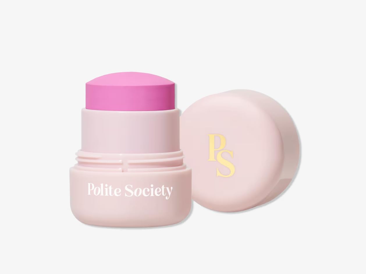Polite Society Polite Pops Powder Blush Stick, Hybrid Cream to Powder Formula, Buildable Color with Coastal Plant and Vitamin E, Los Angeles cool pink - TrustMedUSA