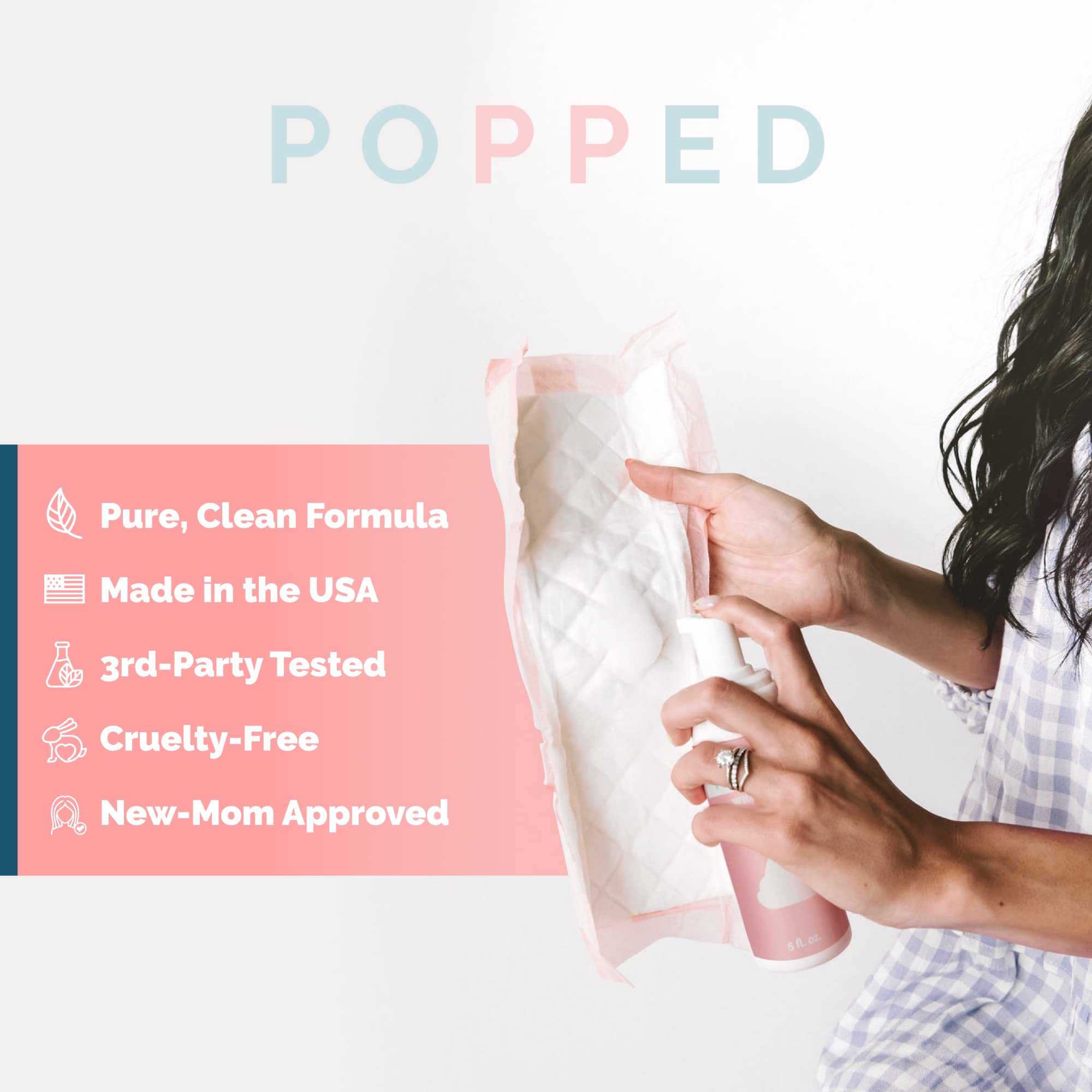POPPED Witch Hazel Foam with Aloe (5 fl oz) | Perineal Healing Foam for Postpartum Care | Relieves Pain, Hemorrhoids, and Swelling After Birth | Postpartum Essential - TrustMedUSA