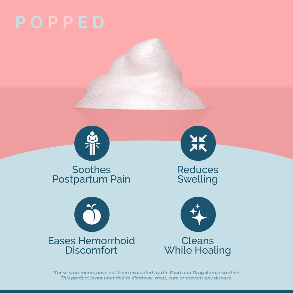 POPPED Witch Hazel Foam with Aloe (5 fl oz) | Perineal Healing Foam for Postpartum Care | Relieves Pain, Hemorrhoids, and Swelling After Birth | Postpartum Essential - TrustMedUSA