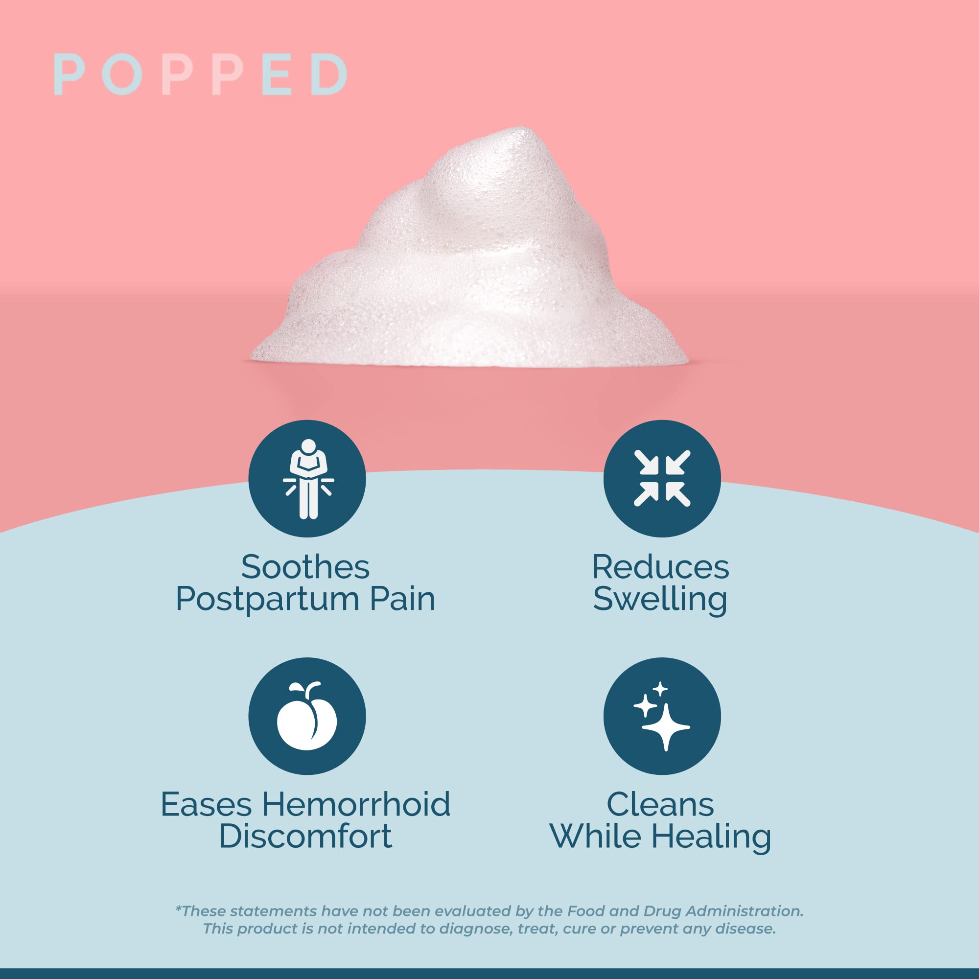 POPPED Witch Hazel Foam with Aloe (5 fl oz) | Perineal Healing Foam for Postpartum Care | Relieves Pain, Hemorrhoids, and Swelling After Birth | Postpartum Essential - TrustMedUSA