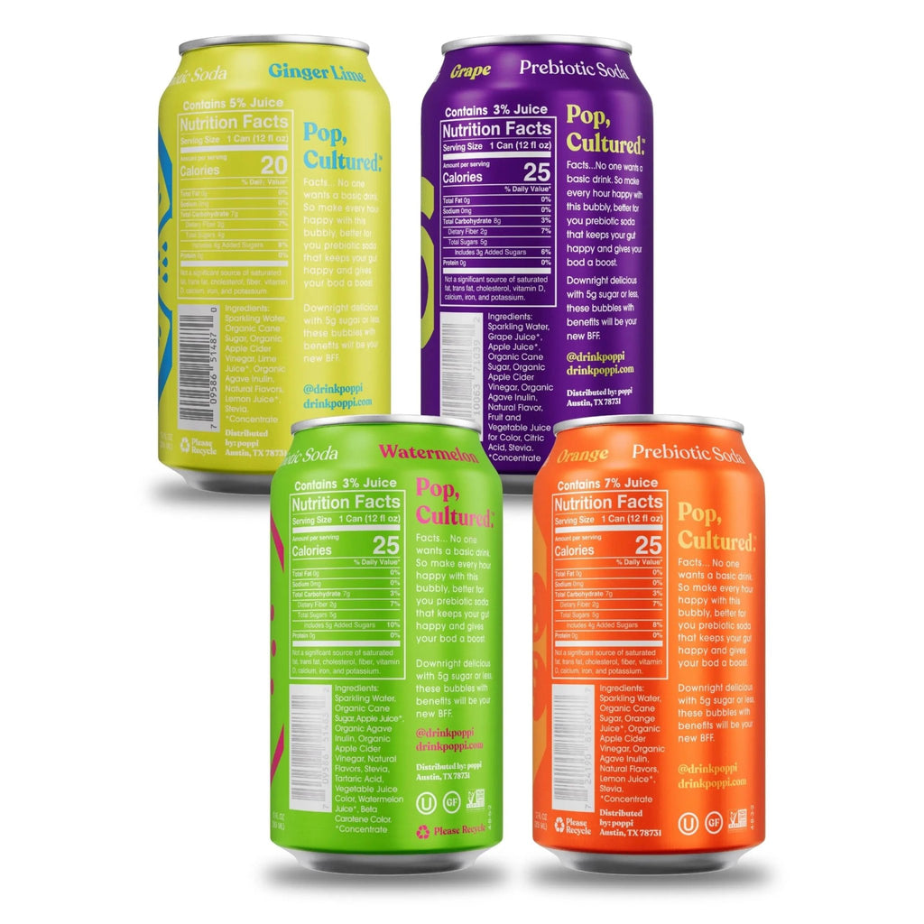 POPPI Sparkling Prebiotic Soda, Beverages w/Apple Cider Vinegar, Seltzer Water & Juice - TrustMedUSA