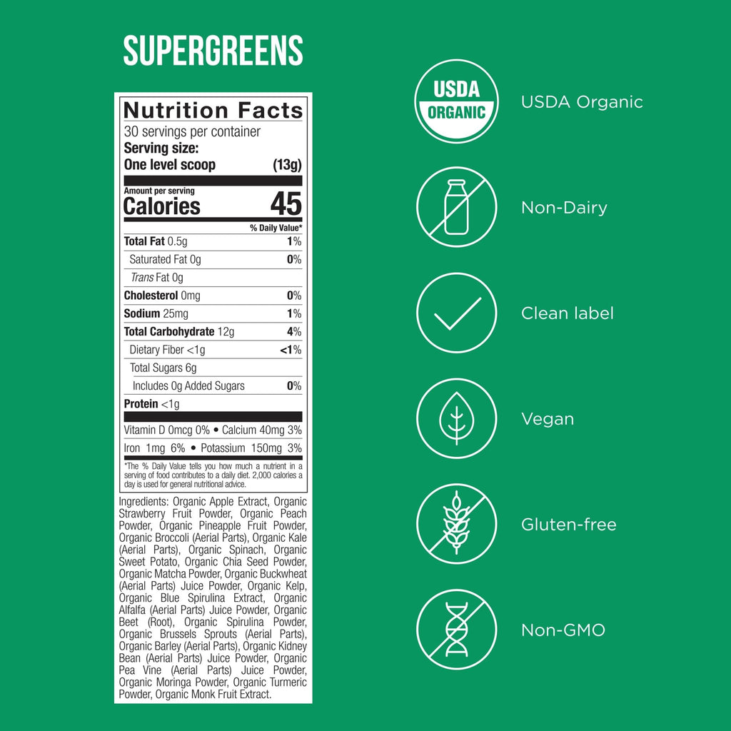 Possible SuperGreens - Potent Superfoods Blend - Plant-Based Antioxidant Support - Greens Powder Supplement & Drink Mix - Non-GMO, Vegan & Gluten-Free - SuperGreens (30 Servings) - TrustMedUSA