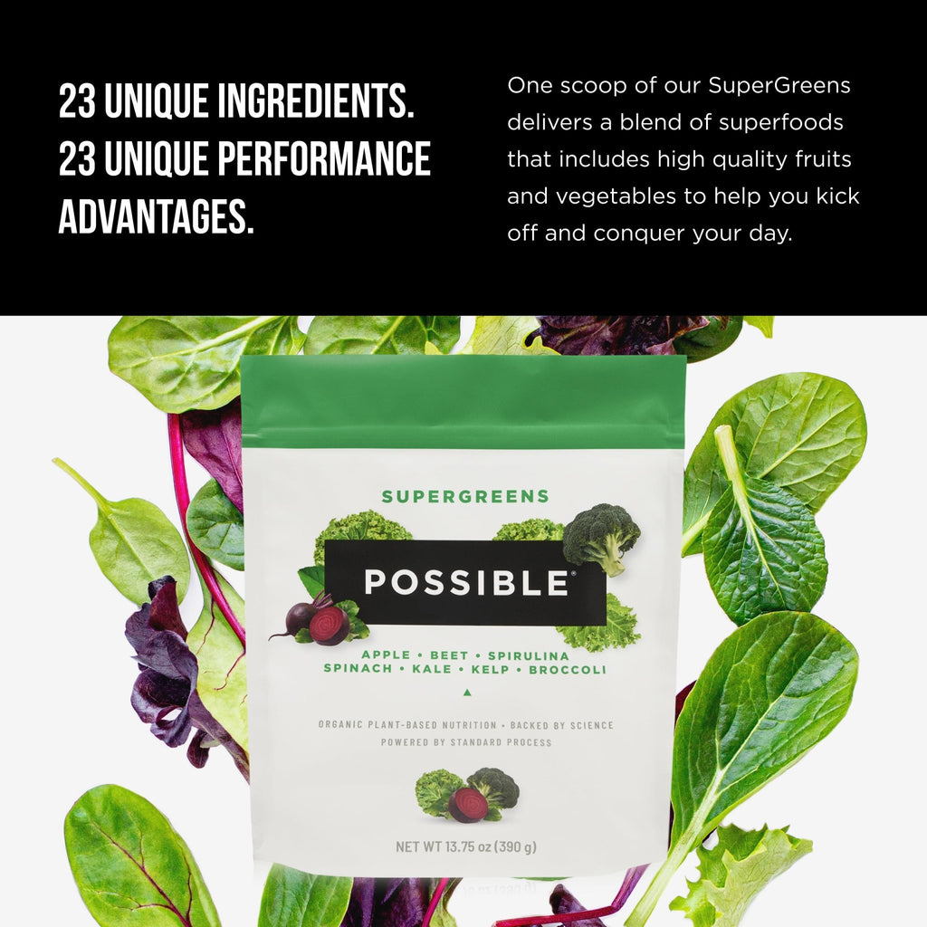 Possible SuperGreens - Potent Superfoods Blend - Plant-Based Antioxidant Support - Greens Powder Supplement & Drink Mix - Non-GMO, Vegan & Gluten-Free - SuperGreens (30 Servings) - TrustMedUSA