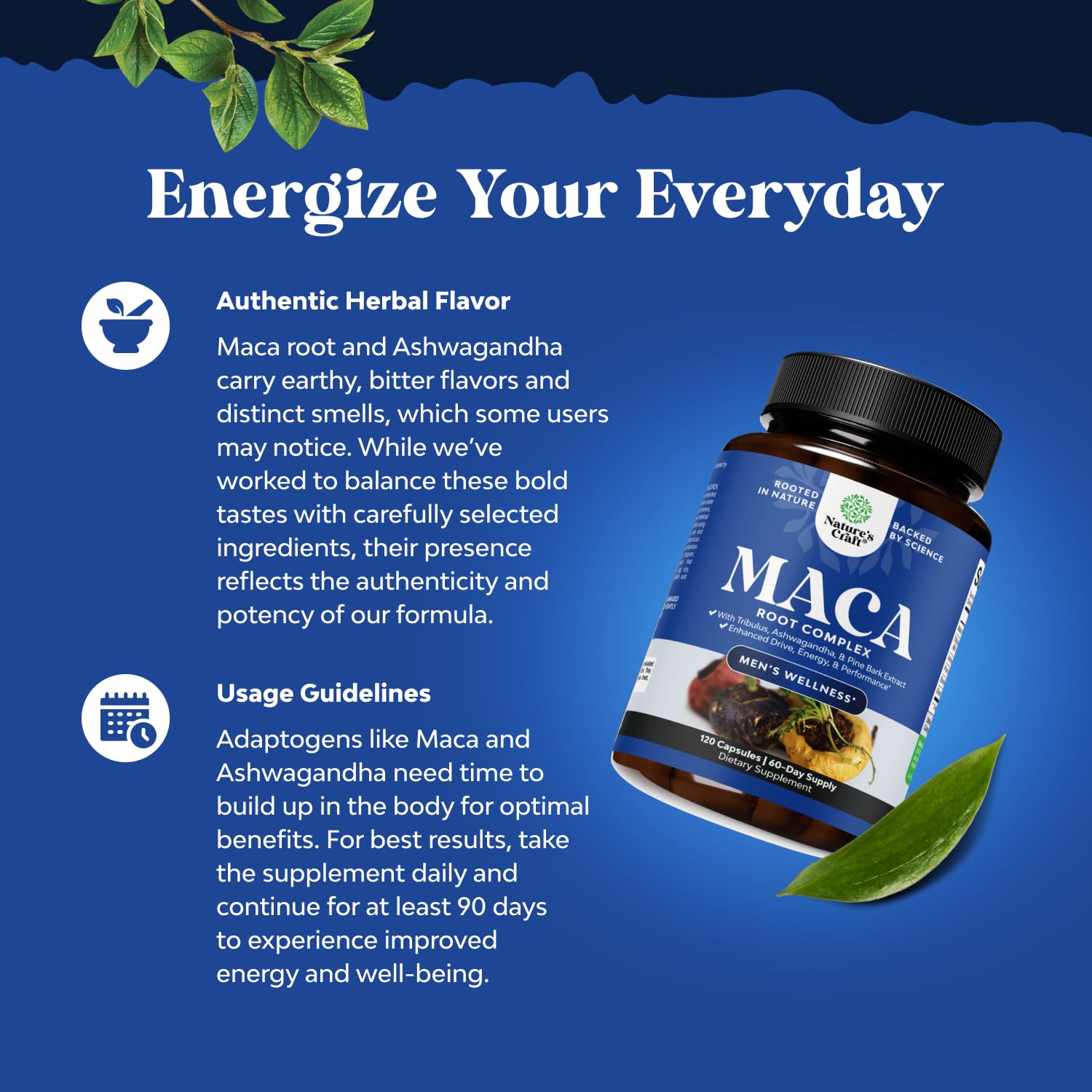 Potent Black Maca Root Capsules for Men - Herbal Wellness Supplement with Siberian Ginseng Ashwagandha and Black Maca Root - Men’s Wellness Supplement to Support General Health - 120 Count - TrustMedUSA