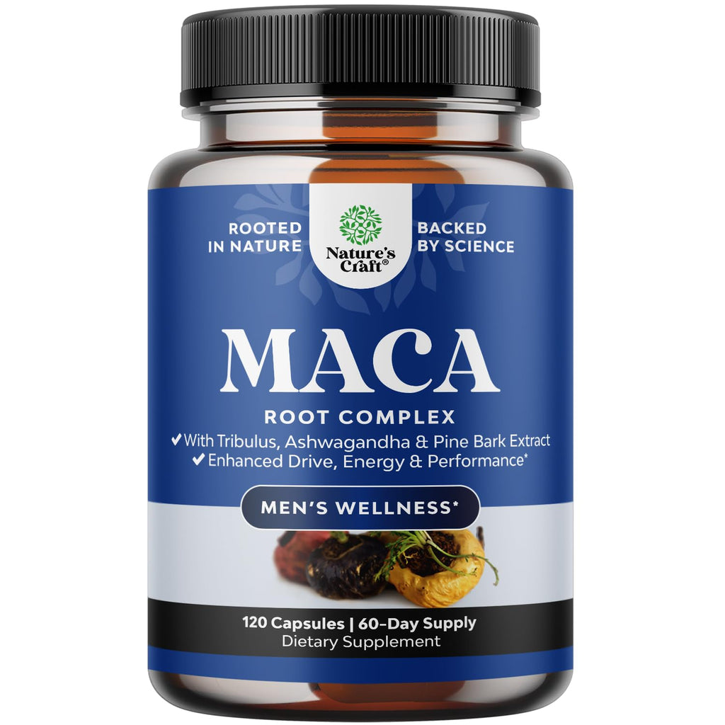 Potent Black Maca Root Capsules for Men - Herbal Wellness Supplement with Siberian Ginseng Ashwagandha and Black Maca Root - Men’s Wellness Supplement to Support General Health - 120 Count - TrustMedUSA