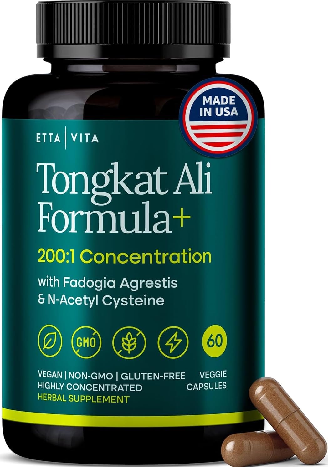 Potent Longjack - Tongkat Ali & Fadogia Agrestis Supplement for Men & Womens Energy, T Support, Lean Muscle Growth & Recovery, Hormonal Balance, Pre-Workout with Vegan NAC Liver Detox & Cleanse - TrustMedUSA