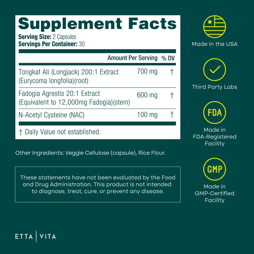 Potent Longjack - Tongkat Ali & Fadogia Agrestis Supplement for Men & Womens Energy, T Support, Lean Muscle Growth & Recovery, Hormonal Balance, Pre-Workout with Vegan NAC Liver Detox & Cleanse - TrustMedUSA