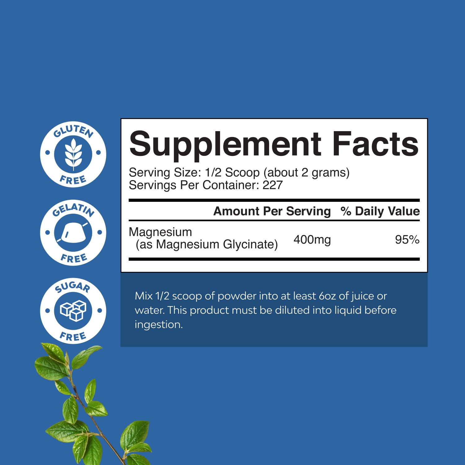 Potent Magnesium Glycinate Powder 400mg - Calm Magnesium Powder Bulk for Muscle Relax, Calm & Sleep Support for Adults - Glycinate Mag Soothe Vegan & Non-GMO Supplement - 1 Pack - TrustMedUSA