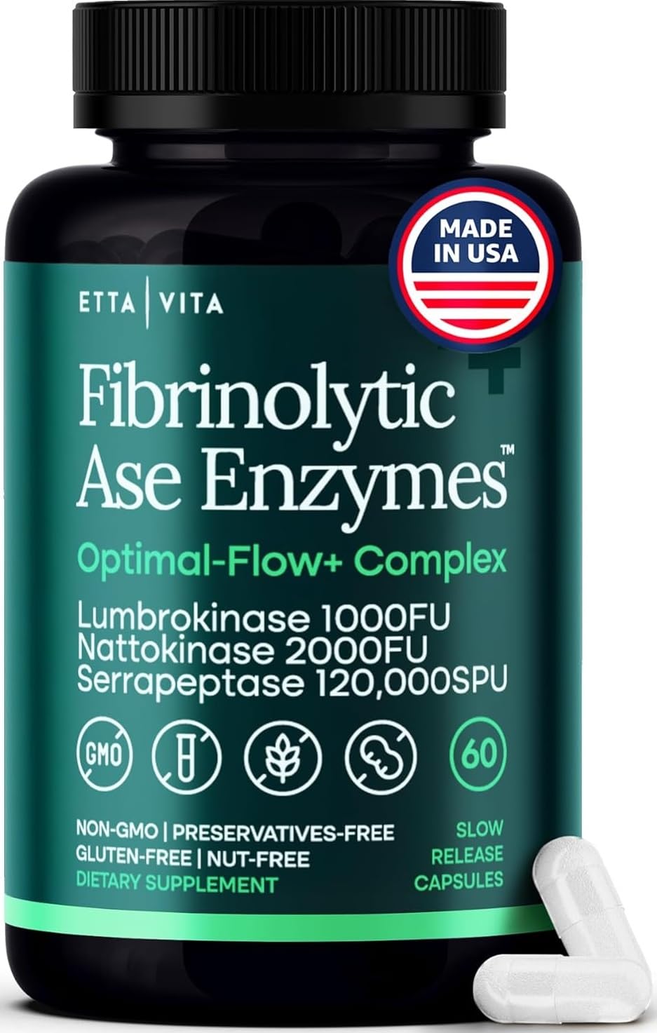 Potent Nattokinase 4000 FU Serrapeptase 240000 SPU Lumbrokinase 2000 FU Supplement - Proteolytic Enzymes Capsules for Energy Support, Digestion, Detox, Cognition & Gut Health for Men & Women - TrustMedUSA