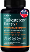Potent Turkesterone Supplement, 2X Pure (Made in USA - 3rd Party Tested) Most Bioavailable and Natural Test Support Supplement, Supports Energy Lean Muscle Health, Recovery and Stamina, Vegan (60ct) - TrustMedUSA