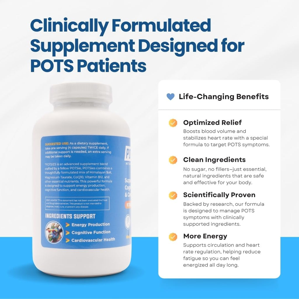 Potsies POTS Supplement Vitamin & Nutraceutical Mix Capsules for Pots Syndrome | POTS Management Essentials | 240 Capsules - 30 Day Supply - TrustMedUSA