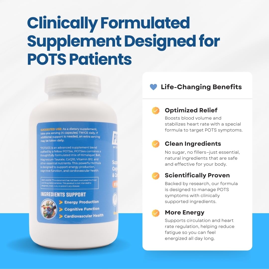 Potsies POTS Supplement Vitamin & Nutraceutical Mix Capsules for Pots Syndrome | POTS Management Essentials | 240 Capsules - 30 Day Supply - TrustMedUSA
