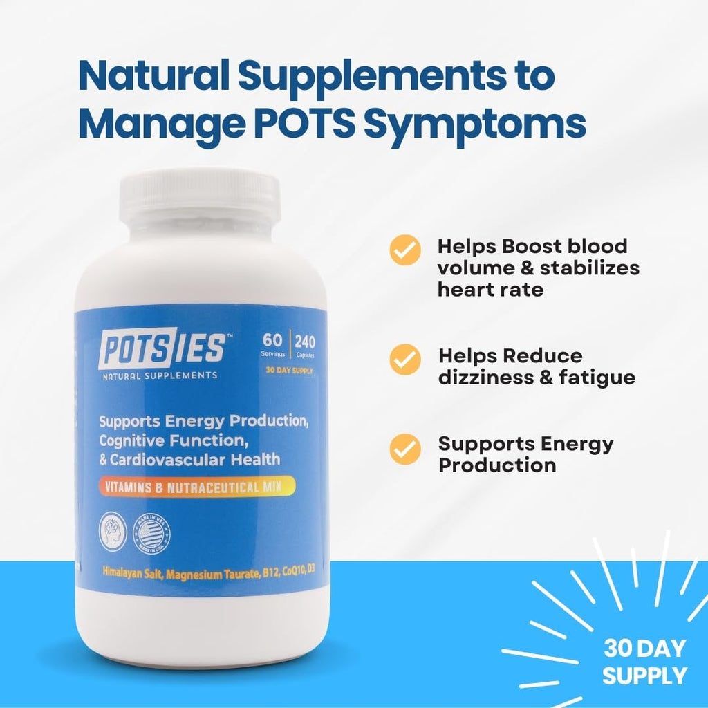 Potsies POTS Supplement Vitamin & Nutraceutical Mix Capsules for Pots Syndrome | POTS Management Essentials | 240 Capsules - 30 Day Supply - TrustMedUSA