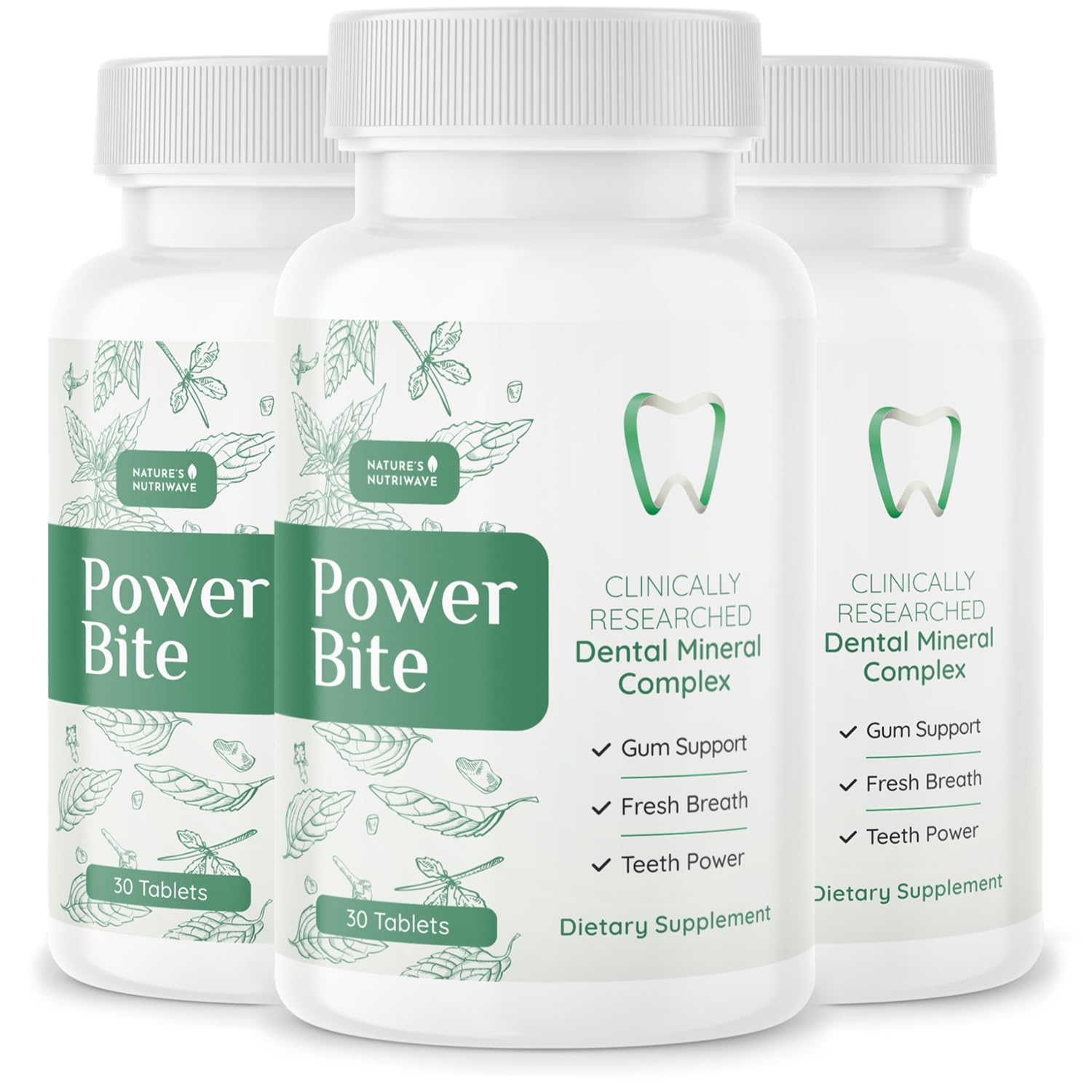 Power Bite Tablets – Mineral Complex with Calcium, Xylitol, Myrrh & Clove Oil – Natural Chewable Formula – Made in USA, Non-GMO, GMP Certified – 30 Tablets – 3 Month Supply - TrustMedUSA
