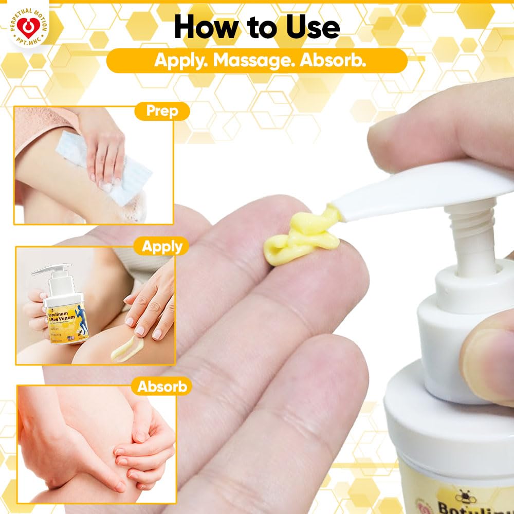 PPT.MHC Bee Venom Warming Cream with Pump - Massage Body Rub with Ginger, Peppermint & Black Pepper - Premium Bee Venom Lotion for Back, Legs & Feet - Everyday Non-Greasy 3.5oz Cream - TrustMedUSA
