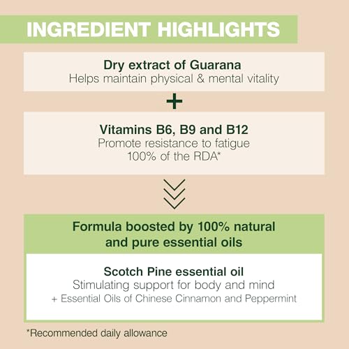 Pranarom - Aromaboost Energy Herbal Supplement - for Physical and Mental Fatigue - Guarana - Vitamins B6 B9 B12 - Pure Scots Pine Essential Oil - 60 Count - TrustMedUSA
