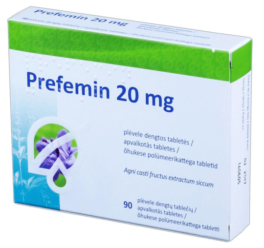 PREFEMIN 20 mg, 90 tabs. Herbal remedy used to treat premenstrual syndrome - TrustMedUSA