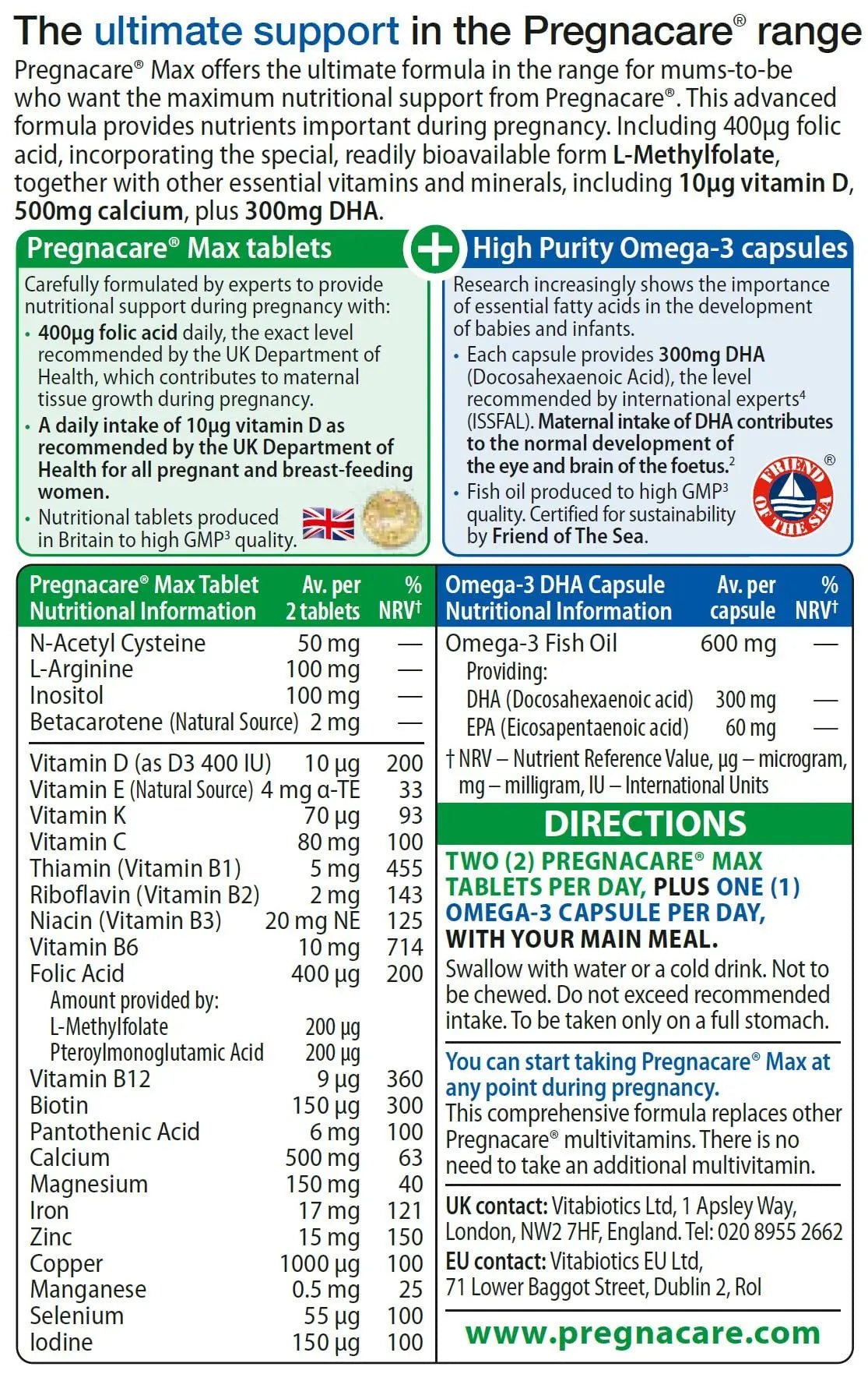 Pregnacare Max, White, 84 Count (Pack of 1) - TrustMedUSA