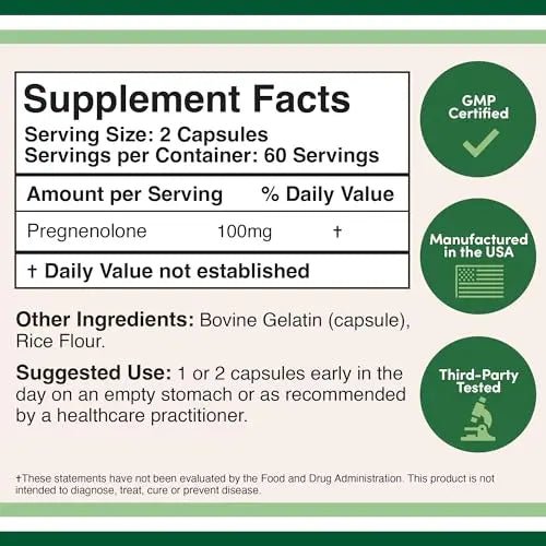 Pregnenolone 100mg per Serving (Converted to Progesterone to Boost Progesterone - TrustMedUSA