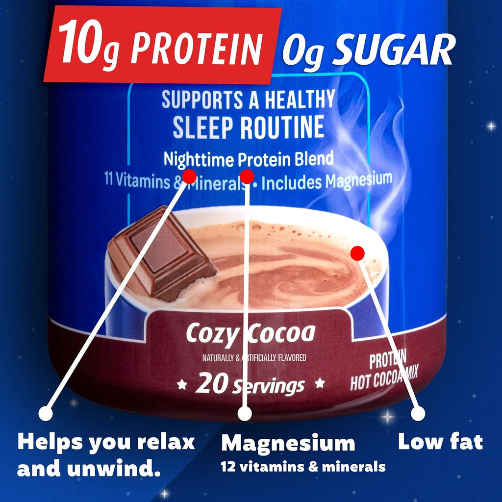 Premier Protein Good Night Protein Powder, Hot Cocoa Mix, 10g Protein, 0g Sugar - TrustMedUSA