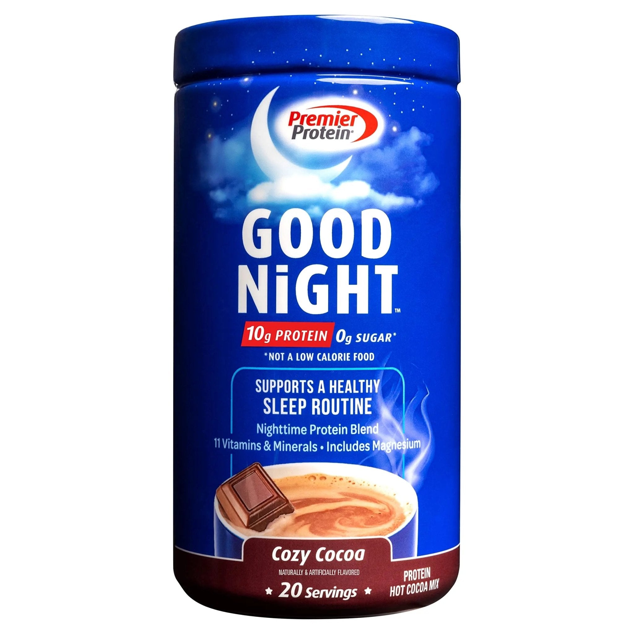 Premier Protein Good Night Protein Powder, Hot Cocoa Mix, 10g Protein, 0g Sugar - TrustMedUSA
