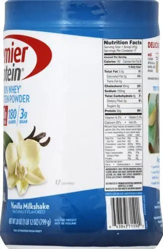 Premier Protein Powder, Vanilla Milkshake, 30g Protein, 1g Sugar, 100% Whey Protein - TrustMedUSA