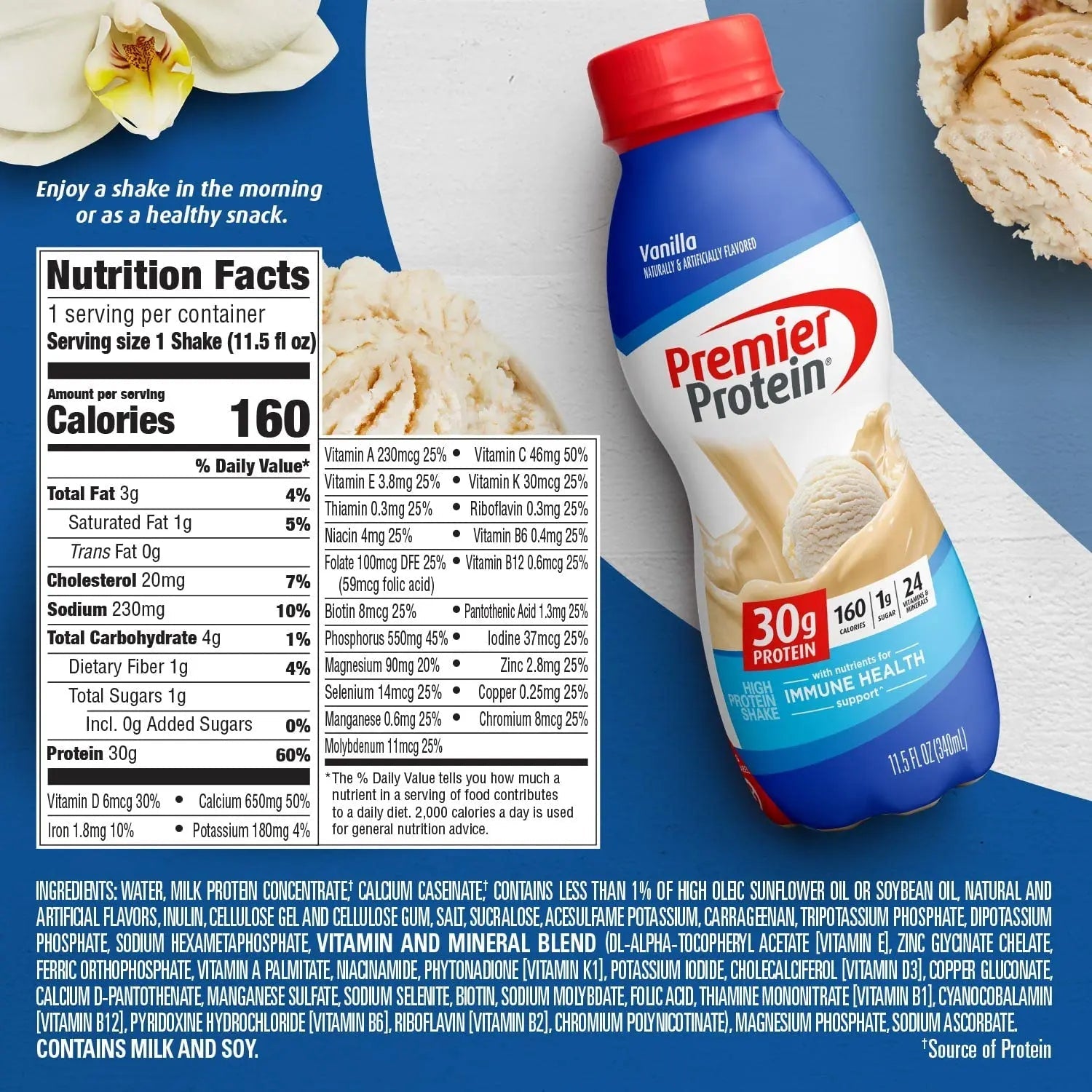 Premier Protein Shake Bottle, Vanilla, Liquid, Powder, keto, 30g Protein, 1g Sugar - TrustMedUSA