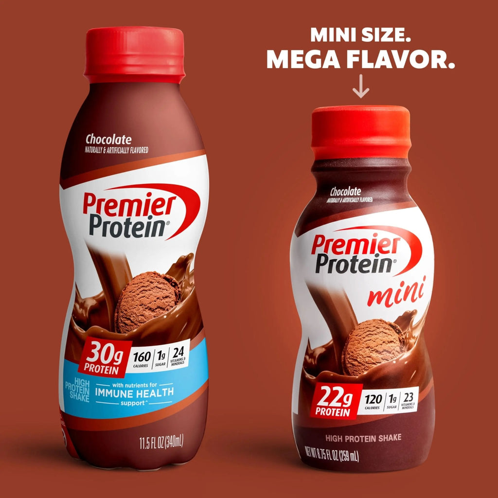 Premier Protein Shake MINIs, Chocolate, 22g Protein, 120 Calories, 1g Sugar, 8.75fl oz - TrustMedUSA
