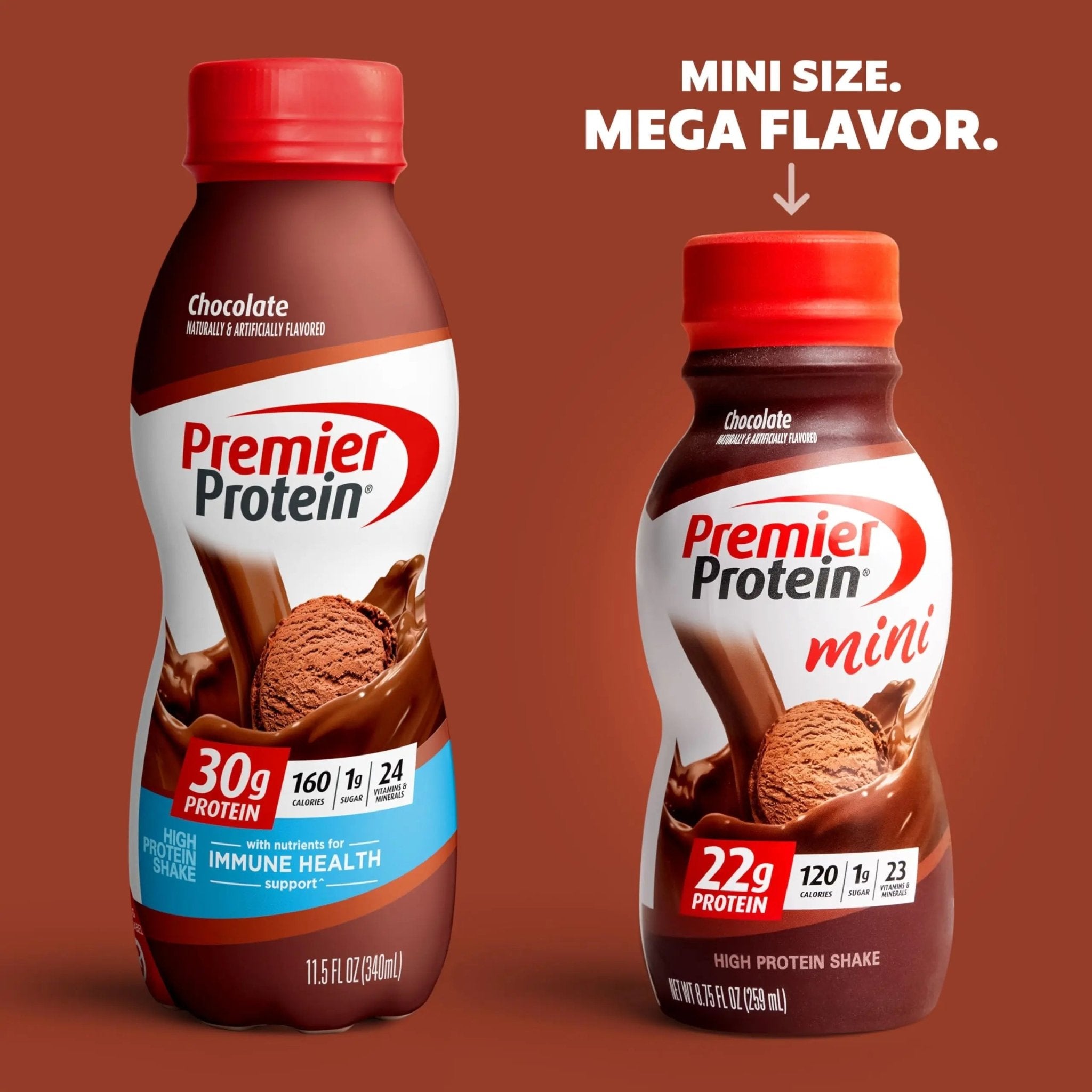Premier Protein Shake MINIs, Chocolate, 22g Protein, 120 Calories, 1g Sugar, 8.75fl oz - TrustMedUSA