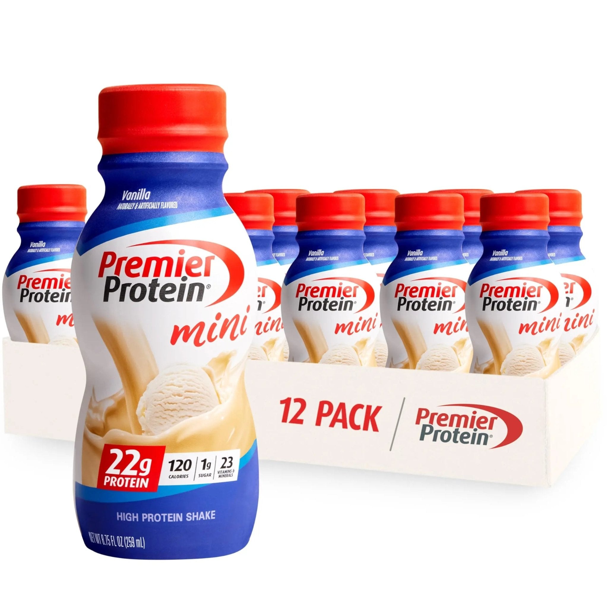 Premier Protein Shake MINIs, Vanilla, 22g Protein, 120 Calories, 1g Sugar, 8.75fl oz - TrustMedUSA