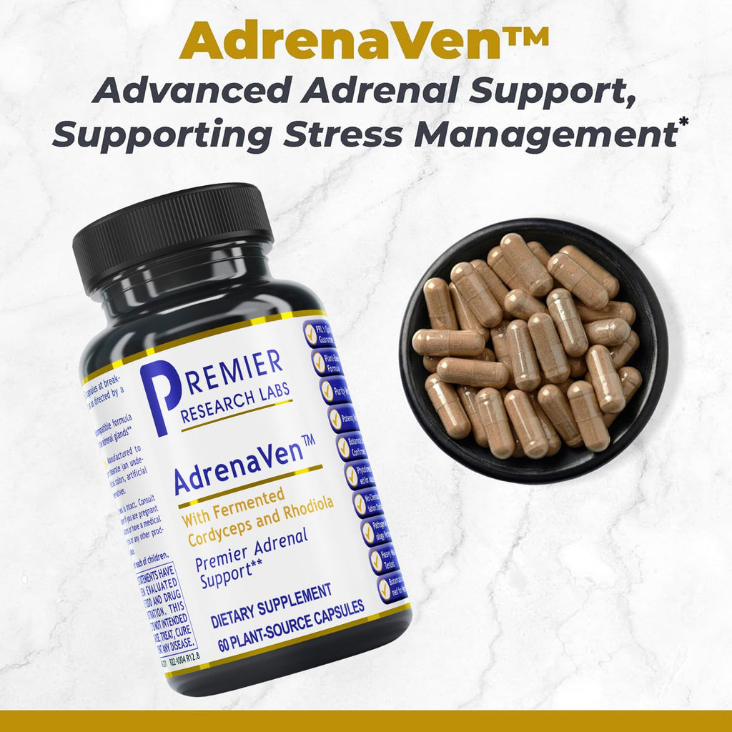 Premier Research Labs 30 Servings-AdrenaVen - Adrenal Health Supplement, Supports Adrenal Gland Health and Stress Response - Organic Adrenal Health - 60 Plant-Source Capsules - TrustMedUSA