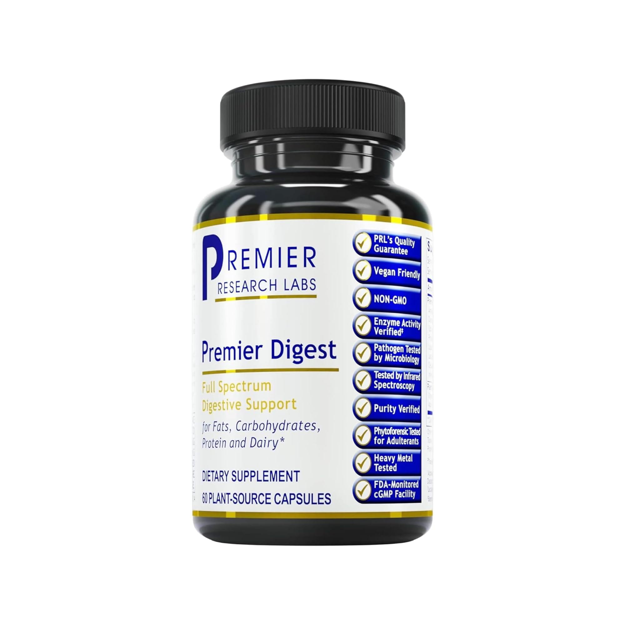 Premier Research Labs Active Digestive Enzymes with Probiotic and Prebiotics - Promotes Full-Spectrum Digestive Support - with Amylase, Protease & Lipase, 60 Plant-Sourced Capsules - TrustMedUSA