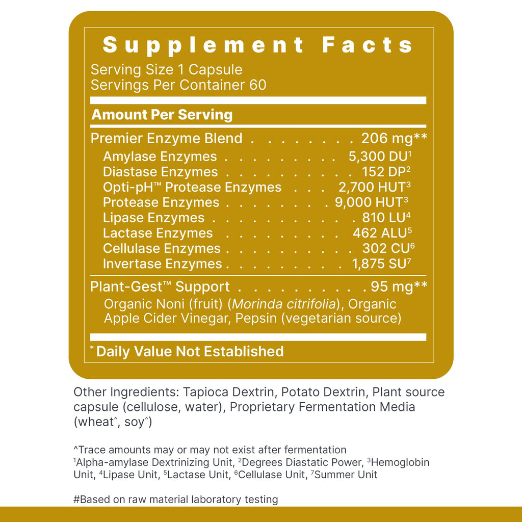 Premier Research Labs Active Digestive Enzymes with Probiotic and Prebiotics - Promotes Full-Spectrum Digestive Support - with Amylase, Protease & Lipase, 60 Plant-Sourced Capsules - TrustMedUSA
