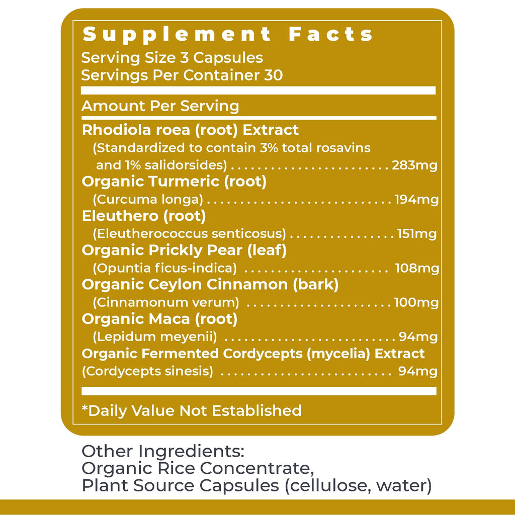 Premier Research Labs Adaptogen-R3 Supplement - Rhodiola Rosea Supplement with Maca Root, Adaptogen Complex for Stress, Heart & Metabolic Health - 90 Vegetarian Capsules - TrustMedUSA