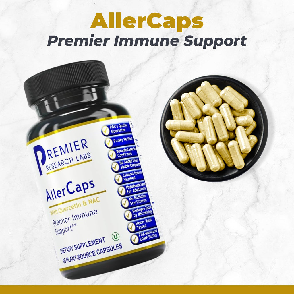 Premier Research Labs AllerCaps - A Lung Health Supplement with NAC/N-Acetyl Cysteine, Featuring Bromelain, Reishi Mushroom & Quertecin, Immune Support Formula - 60 Vegetarian Capsules - TrustMedUSA
