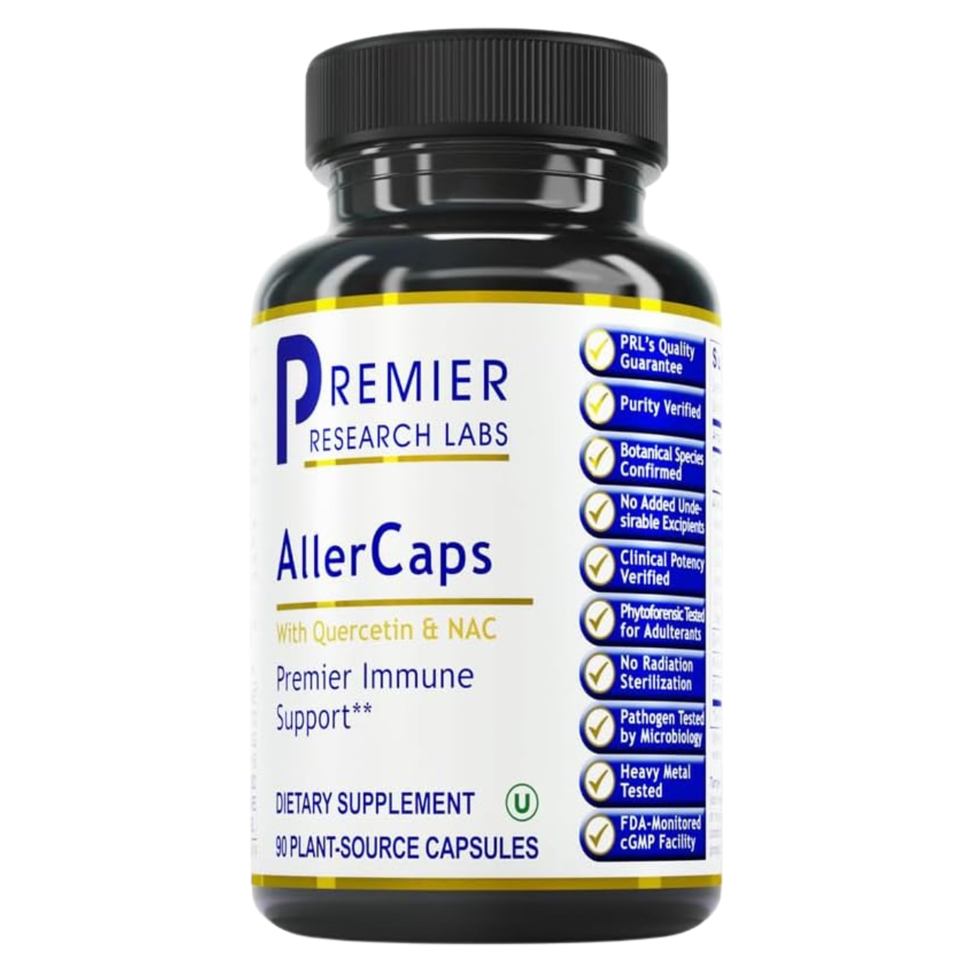 Premier Research Labs AllerCaps - A Lung Health Supplement with NAC/N-Acetyl Cysteine, Featuring Bromelain, Reishi Mushroom & Quertecin, Immune Support Formula - 60 Vegetarian Capsules - TrustMedUSA