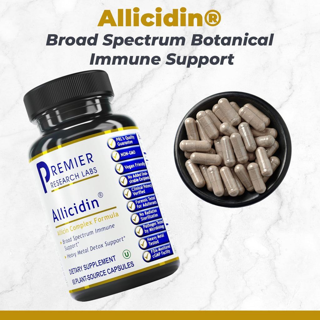Premier Research Labs Allicidin - Garlic Allicin Supplement, Garlic Supplements, Garlic Pills, Allicin Extract, Garlic Extract, Odorless Garlic Capsules, Immune Support - 60 Vegetarian Capsules - TrustMedUSA