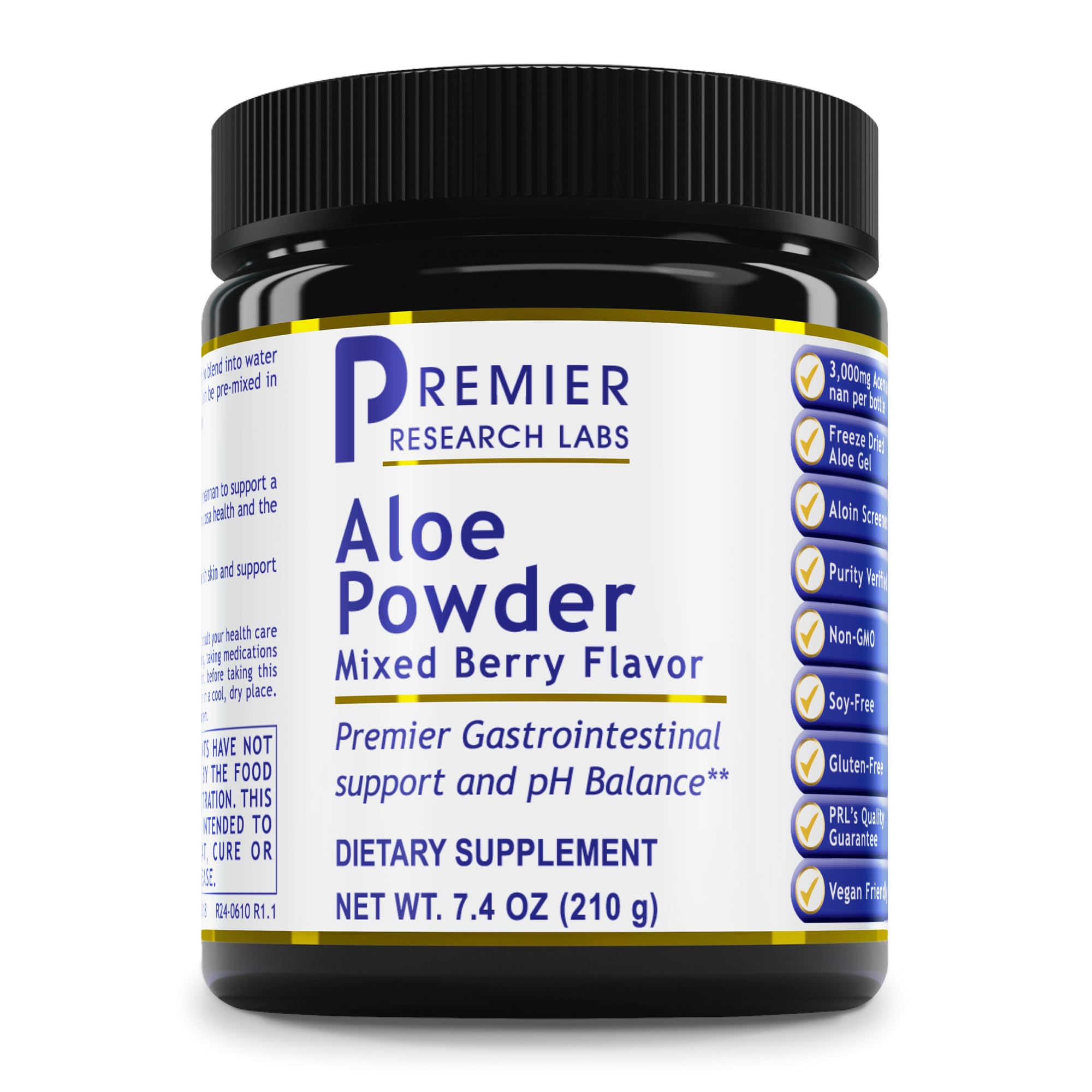 Premier Research Labs Aloe Powder - Aloe Vera Powder, Aloe Vera Drink Mix for Skin and Digestion, Aloe Barbadensis Leaf Extract with Acemannan, Freeze Dried - Mixed Berry, 7.4 Oz (30 Servings) - TrustMedUSA