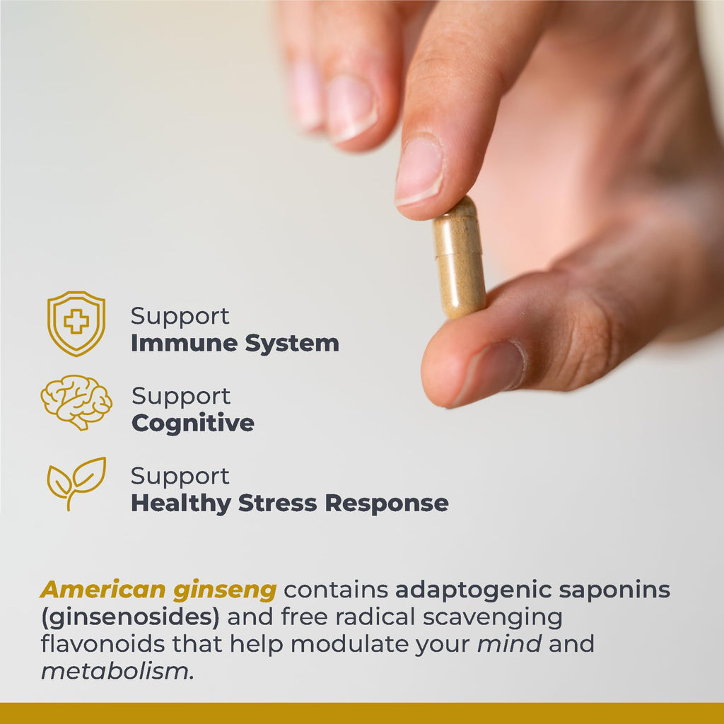 Premier Research Labs American Ginseng Supplement - American Ginseng Capsules, Herbal Ginseng Root Pills, North American Ginseng Herb Extract, Calming Energy Supplement - 60 Plant-Based Capsules - TrustMedUSA