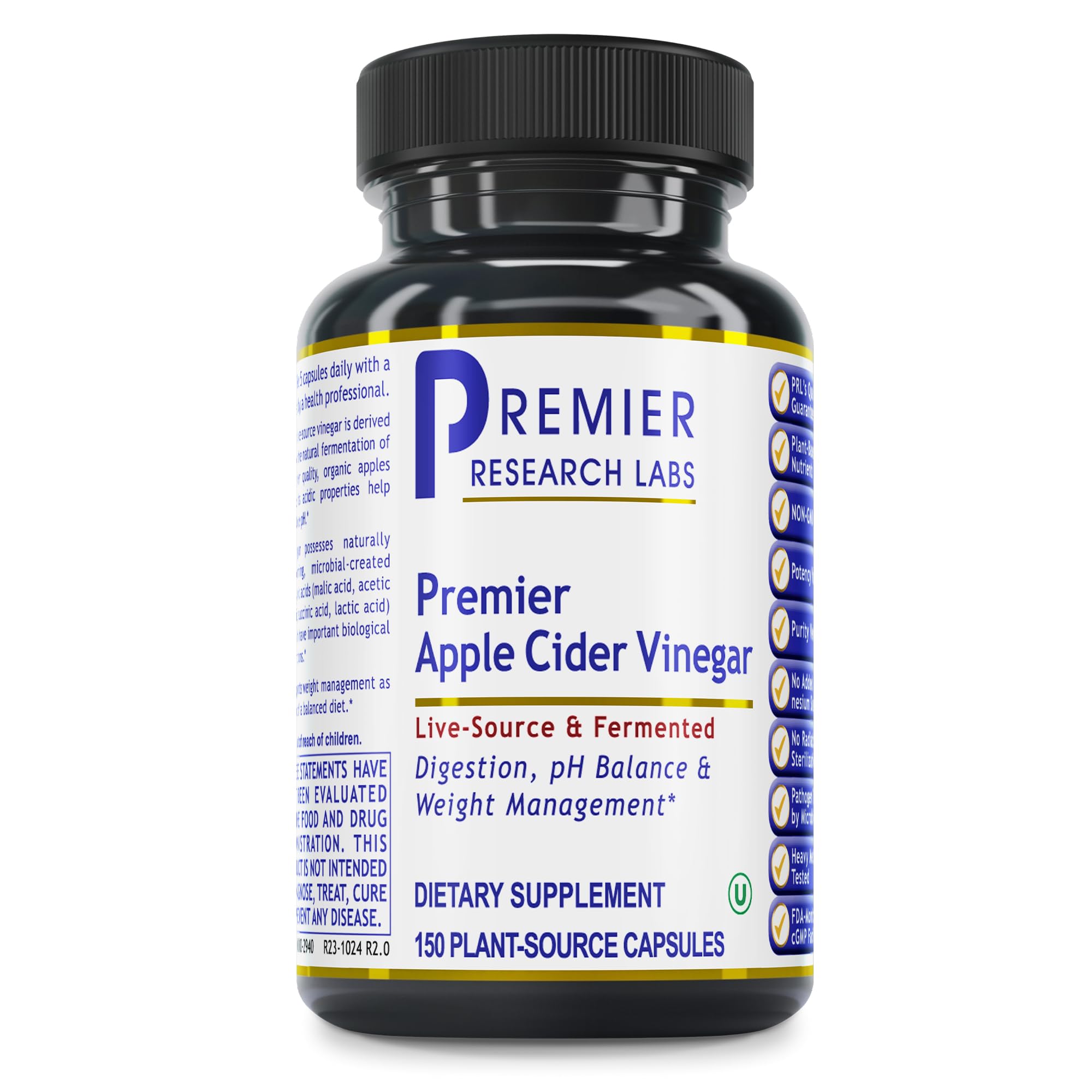Premier Research Labs Apple Cider Vinegar Capsules - ACV Capsules, Apple Cider Vinegar Pills, Supplement for Digestion, pH Balance, Microbiome Health for Women and Men - 150 Vegetarian Capsules - TrustMedUSA
