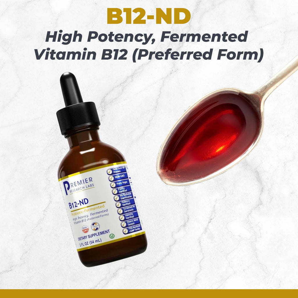 Premier Research Labs B12-ND - Vitamin B12 Liquid, B12 Vitamins, B12 Drops, B-12 Tincture with Methylcobalamin, Adenosylocobalamin, Hydroxcobalamin, 1000 mcg B12 Per Serving - 2 Fl Oz - TrustMedUSA